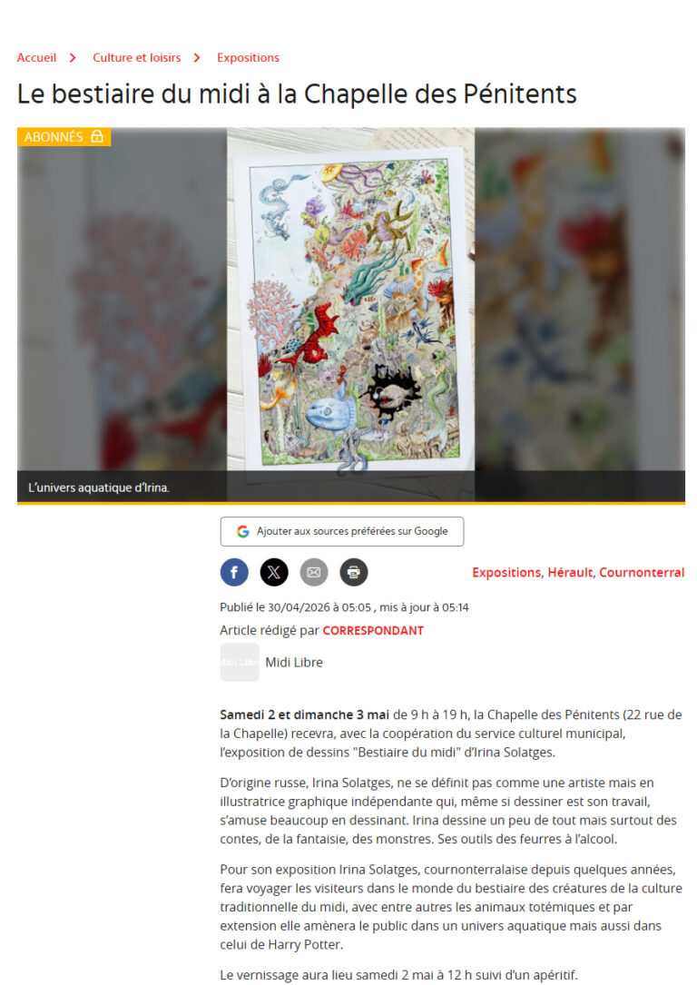 « Bestiaire du Midi » dans le Midi Libre